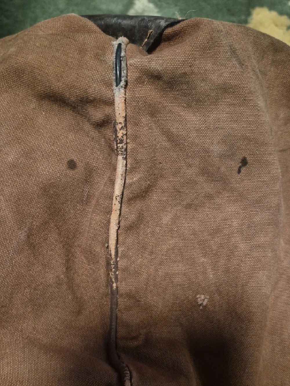 L.L. Bean Brown Canvas Duffel with Green Straps